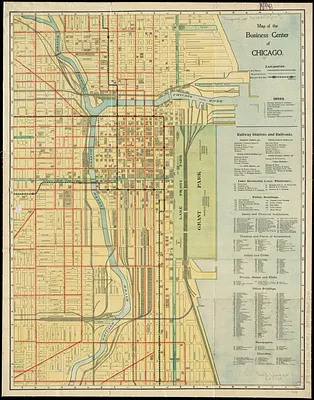 Map of the business center of Chicago