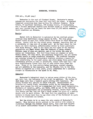 Fact Sheet re Rochester, Minnesota