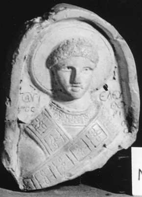 Half-figure of St.Eleutherius/ Inscr.