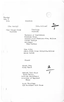 White House Luncheon and Dinner Menu