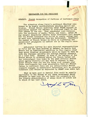 Memorandum from Acting Secretary of State Joseph Grew to President Harry S. Truman