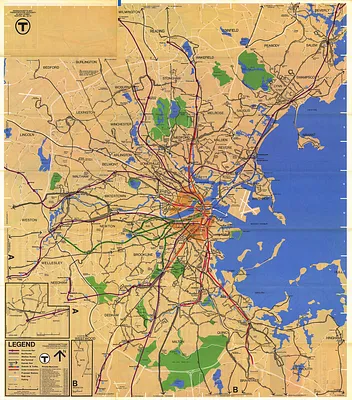 Metropolitan Boston transportation map