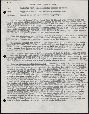 “Report on Recent and Current Happenings” Memorandum