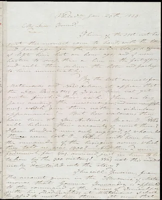 Letter from Benjamin Lundy, Philadelphia, to Lydia Maria Child, Jan. 25th, 1835