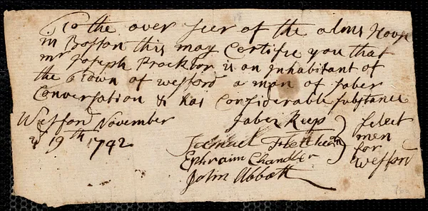Richard Russell indentured to apprentice with Joseph Procter of Westford, 5 September 1744