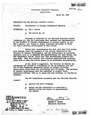 Memorandum from Sidney Souers to the National Security Council