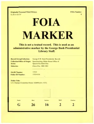 U.S. Olympic Committee Dinner 3/28/90 [OA 4727]
