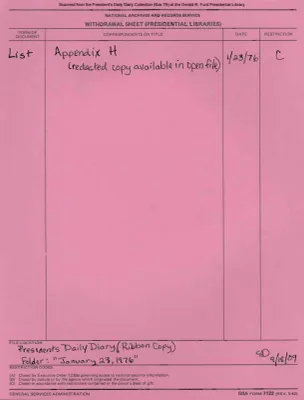 President Gerald R. Ford's Daily Diary, January 23, 1976