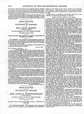 Extension of Remarks by Senator Lewis Schwellenbach, Congressional Record, Volume 8, Part 16, pages 4546-4547