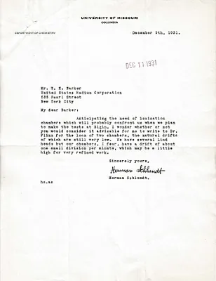 Letters Received to H.H. Barker, December 9, 1931