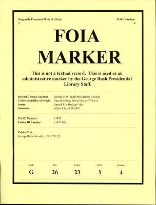 George Bush Schedule 1/83 - 2/92 [OA 8487] [2]