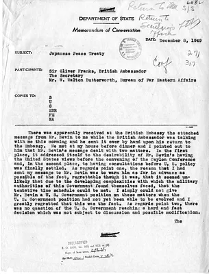 Memorandum of Conversation with Secretary of State Dean Acheson, Ambassador of Great Britain Sir Oliver Franks, and W. Walton Butterworth