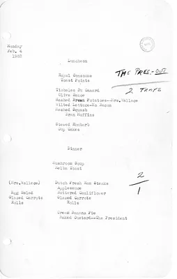 White House Luncheon and Dinner Menu