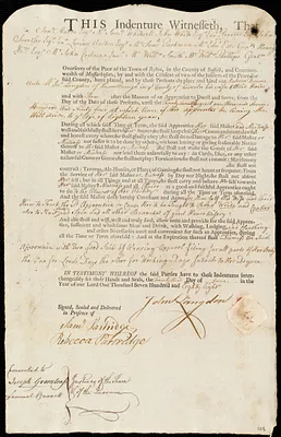 Rebecca Downe indentured to apprentice with John Langdon of Pownalborough, 23 June 1788