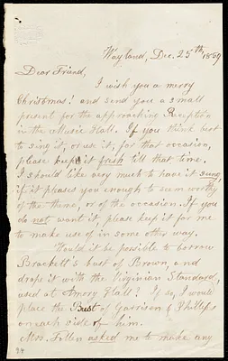 Letter from Lydia Maria Child, Wayland, [Mass.], to Anne Warren Weston, Dec. 25th, 1859