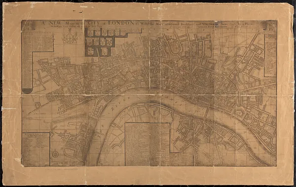 A new mapp of the city of London &c. with the many additionall buildings and new streets anno 1745 in a plain