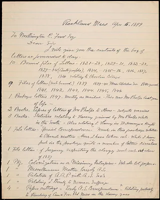 Letter from Edward A. Phelps, Rockland, to Worthington Chauncey Ford, Apr 5, 1899