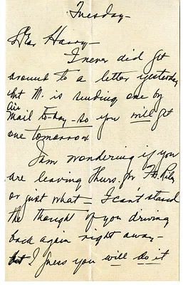 Letter from Bess W. Truman to Harry S. Truman