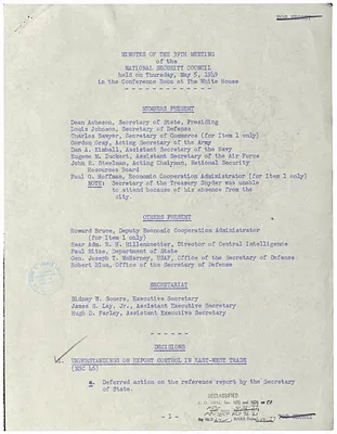 Minutes of the Thirty-Ninth Meeting of the National Security Council