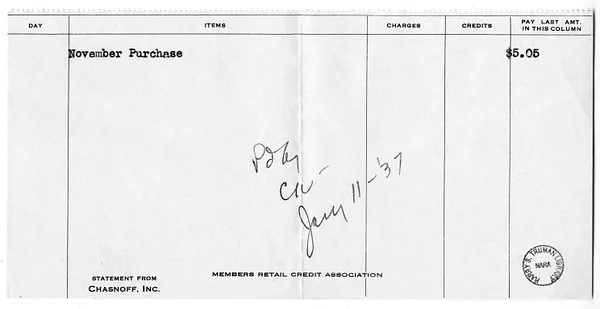Bill from Chasnoff, Inc.