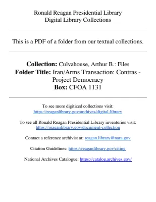 Iran/Arms Transaction: Contras - Project Democracy