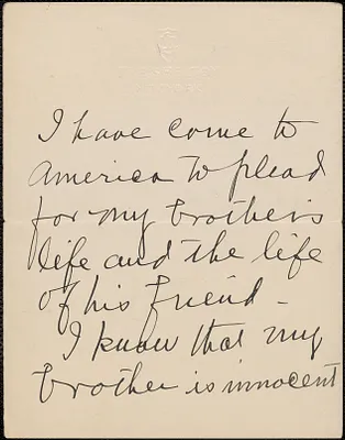 Autograph note signed, approximately August 1927