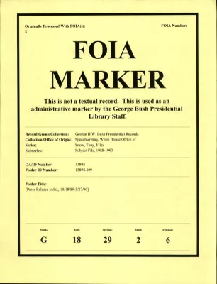 [Press Release Index, 10/18/89-3/27/90]