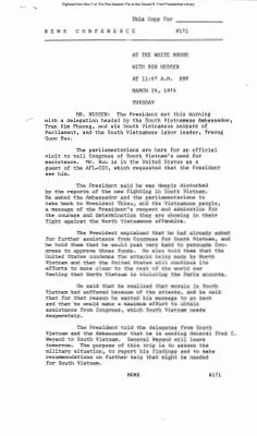 Press Secretary Briefings, 3/25/75