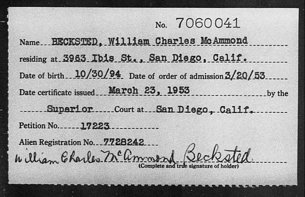 Becksted, William Charles Mc Ammond - 1953