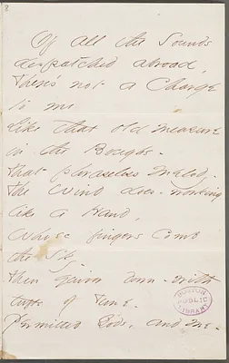 Emily Dickinson, Amherst, Mass., autograph manuscript poem: Of all the Sounds dispatched abroad, 1862
