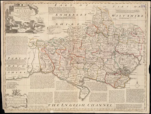 An accurate map of Dorset Shire, divided into its hundreds