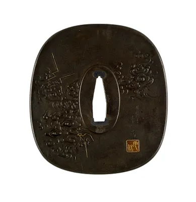 Tsuba with the Sun Goddess Amaterasu and Her Brother Susano-ô