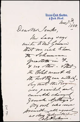 Letter from Charles C. Perkins to Francis H. Jenks, 1880 November 7