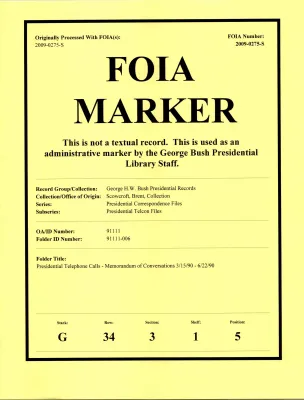 Presidential Telephone Calls--Memorandum of Conversations 3/15/90-6/22/90