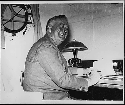 Franklin D. Roosevelt on the U.S.S. Houston in Charleston, South Carolina