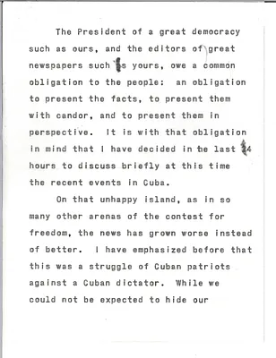 Address to American Society of Newspaper Editors, 20 April 1961