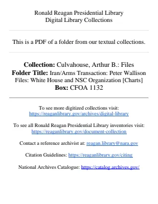 Iran/Arms Transaction: Peter Wallison Files: White House and NSC Oganization [Charts]