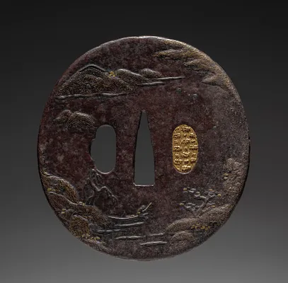 Sword Guard (Tsuba) with Chinese Landscape