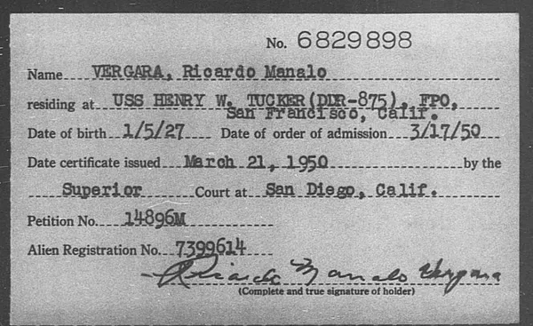 Vergara, Ricardo Manalo - 1950