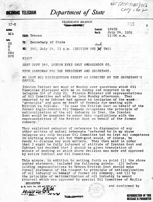 Telegram from Ambassador Henry Grady to Secretary of State Dean Acheson, Number 340