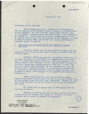 Memorandum for President Harry S. Truman