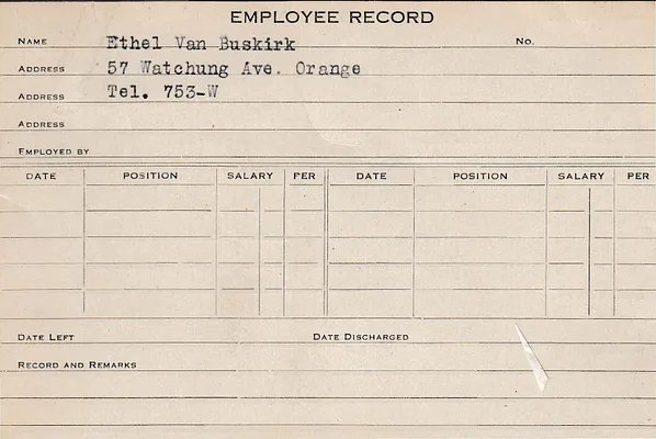 Employee Record, no date