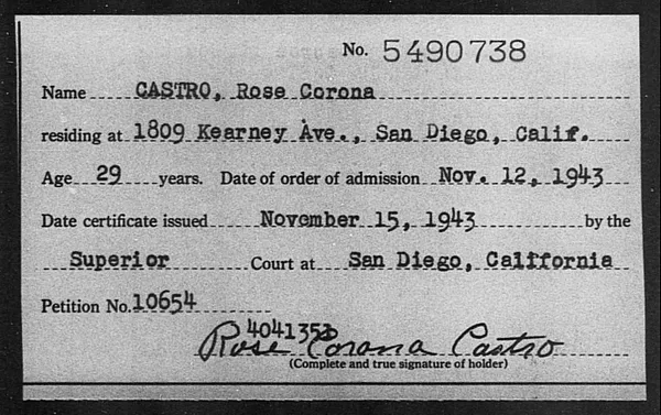 Castro, Rose Corona - 1943