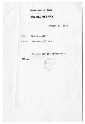 Memorandum from Secretary of State James Byrnes to Matthew Connelly