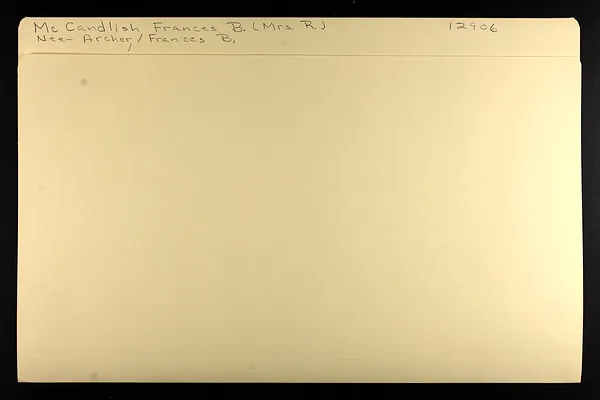 McCandlish, Frances B. (Mrs. R.) nee Archer, Francees B.