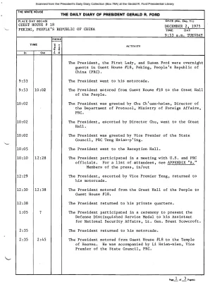 President Gerald R. Ford's Daily Diary, December 02, 1975
