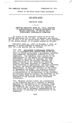 Amending Executive Order No. 10973 to Provide for a Development Coordination Committee [Executive Order]