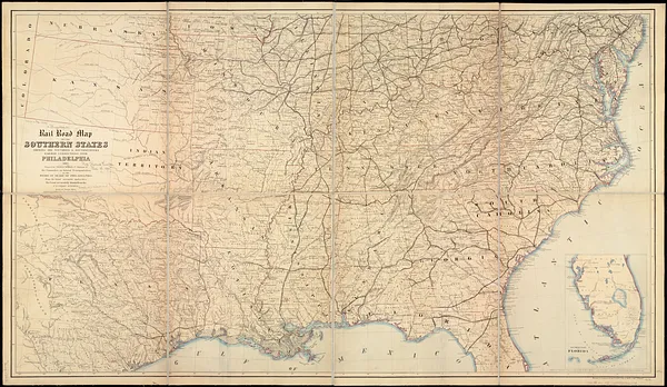 Rail road map of the southern states shewing the southern & southwestern railway connections with Philadelphia