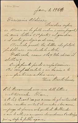 Bartolomeo Vanzetti autographed letter signed to Aldino Felicani, [Charlestown], 1 January 1924