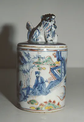 Covered Enameled Jar